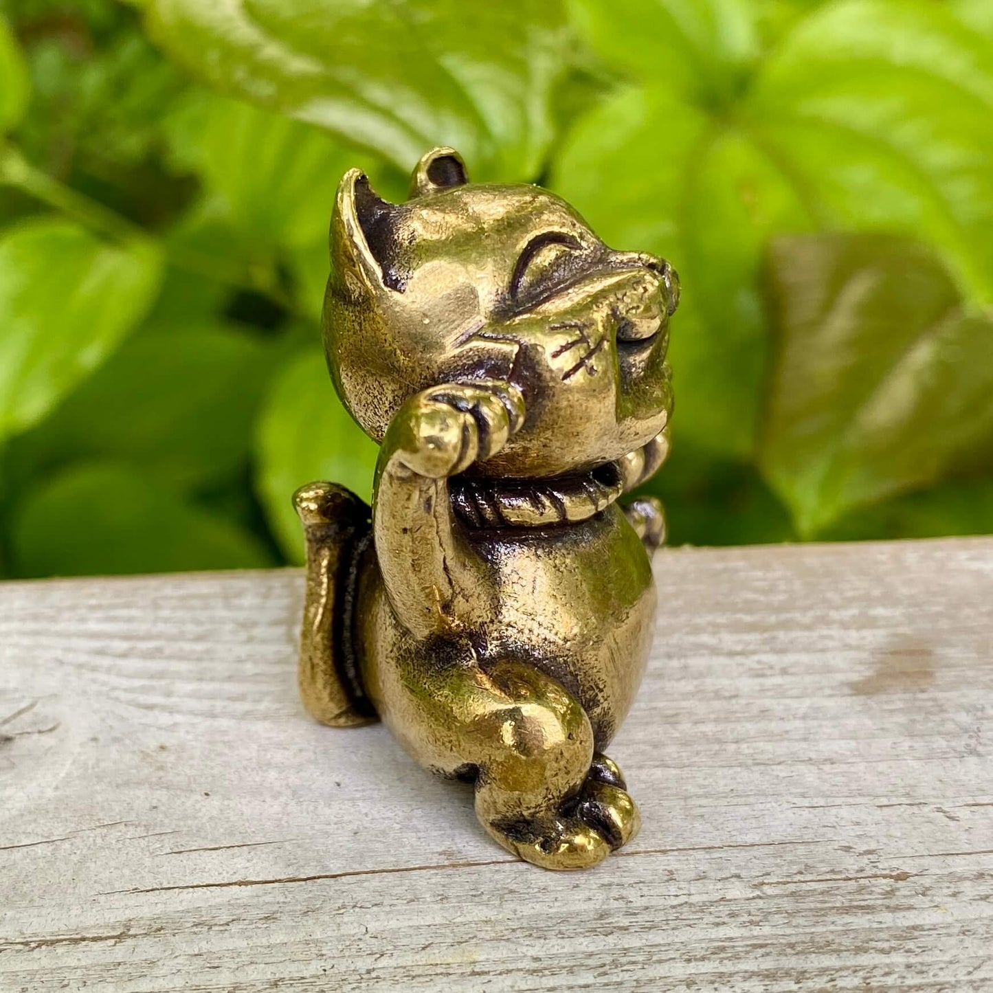 Solid Brass Lucky Cat with Paw up - Symbol of Good Luck, Prosperity & Positivity