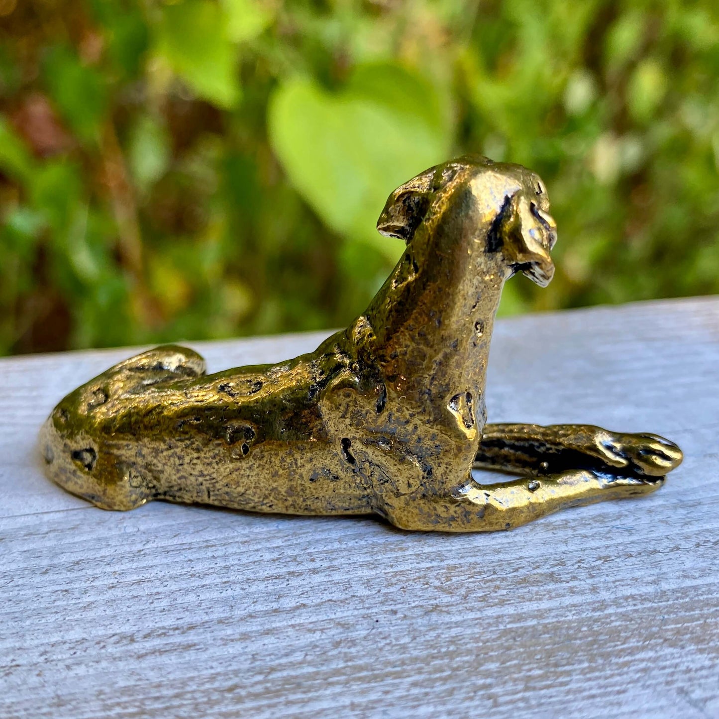 Solid brass Dalmatian dog figurine by Wild Brass, showcasing detailed spots and a loyal, protective posture.