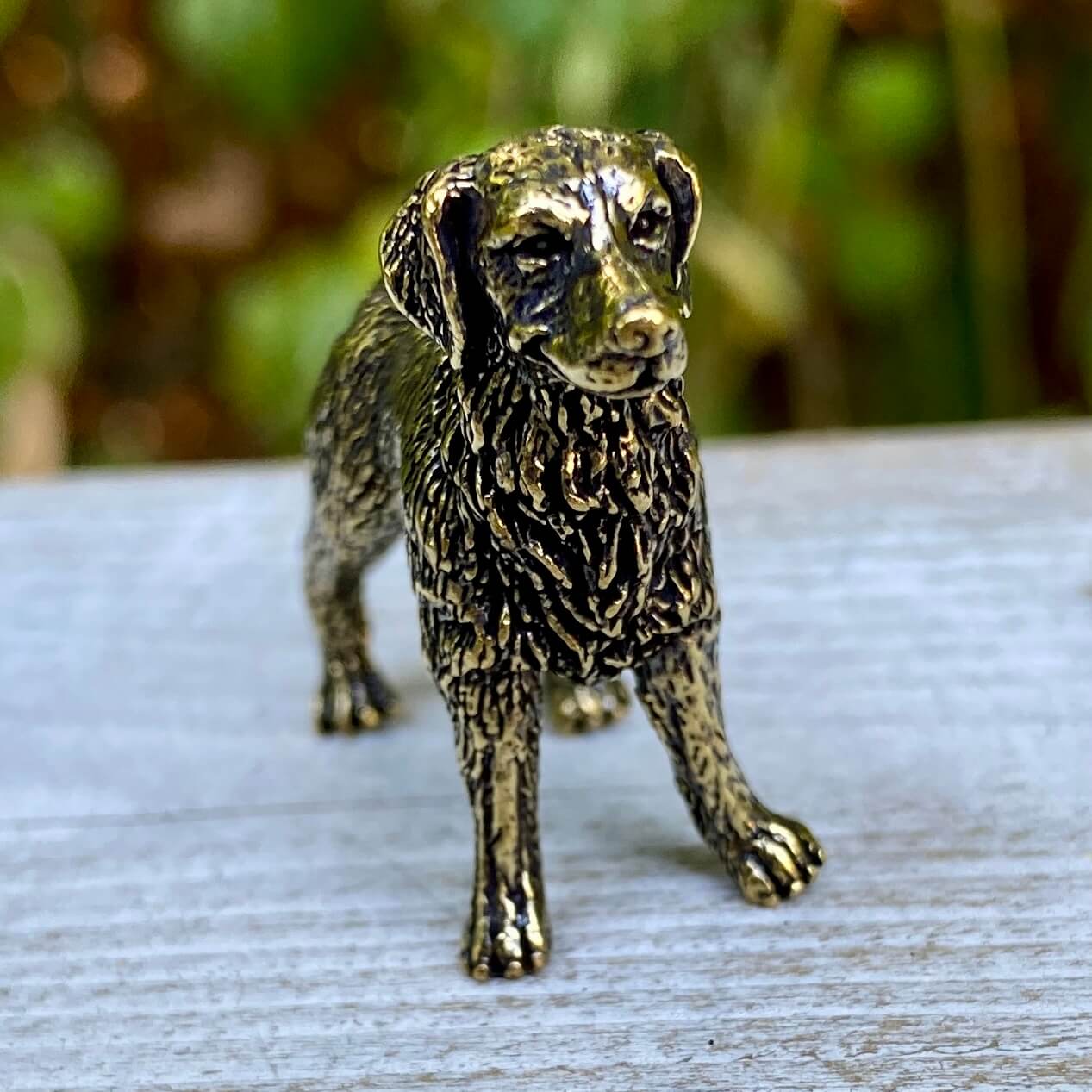 Solid brass Labrador Retriever figurine by Wild Brass, symbolizing loyalty, friendliness, and service, detailed and polished finish.