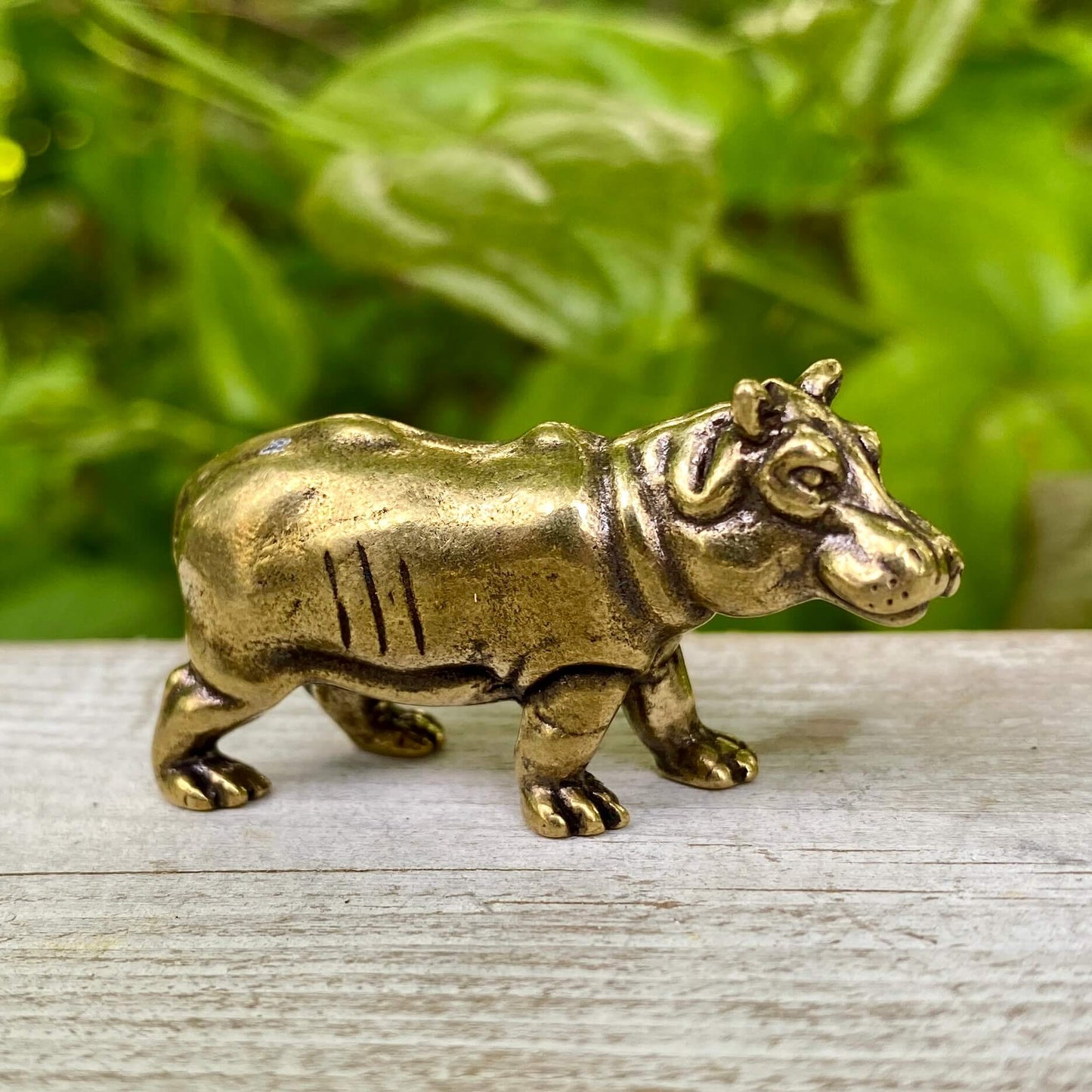 Solid Brass Hippo / Hippopotamus - Symbol of Grounding, Protection & Strength