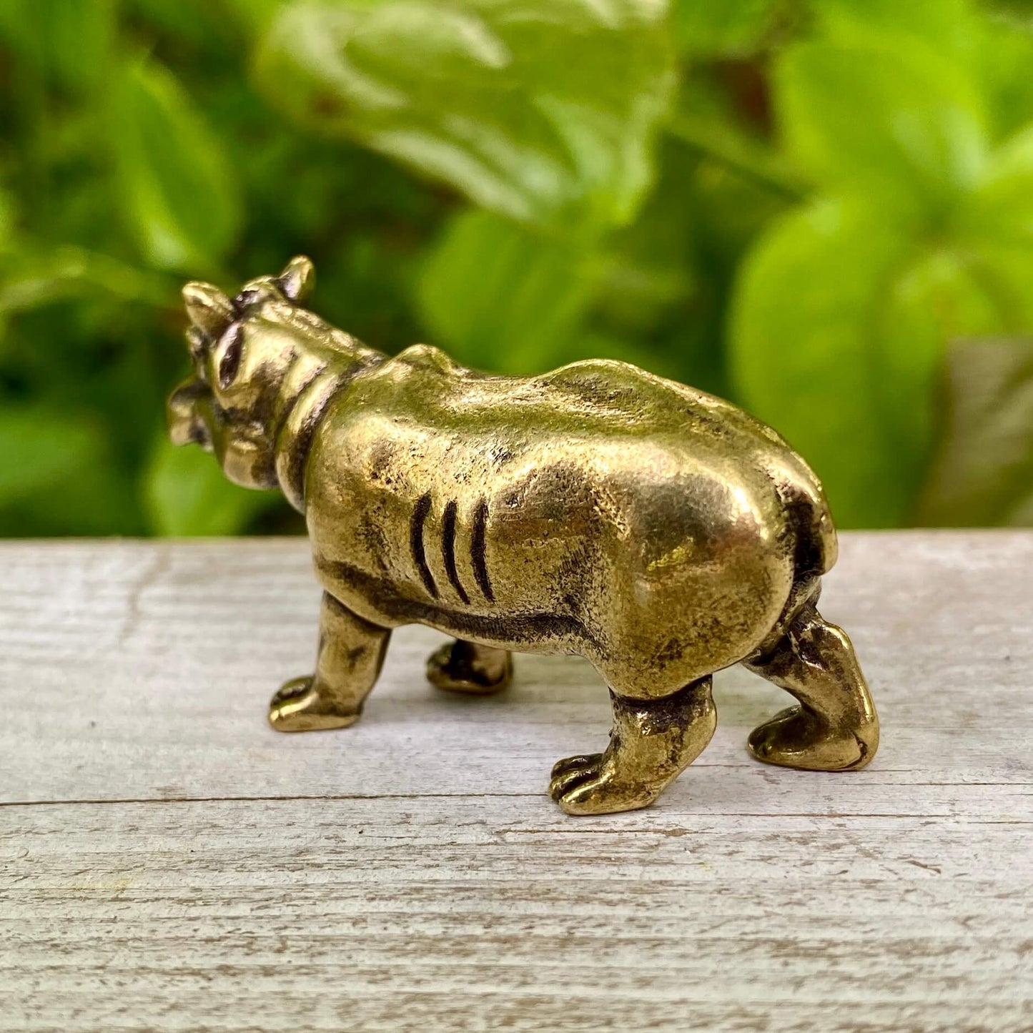 Solid Brass Hippo / Hippopotamus - Symbol of Grounding, Protection & Strength