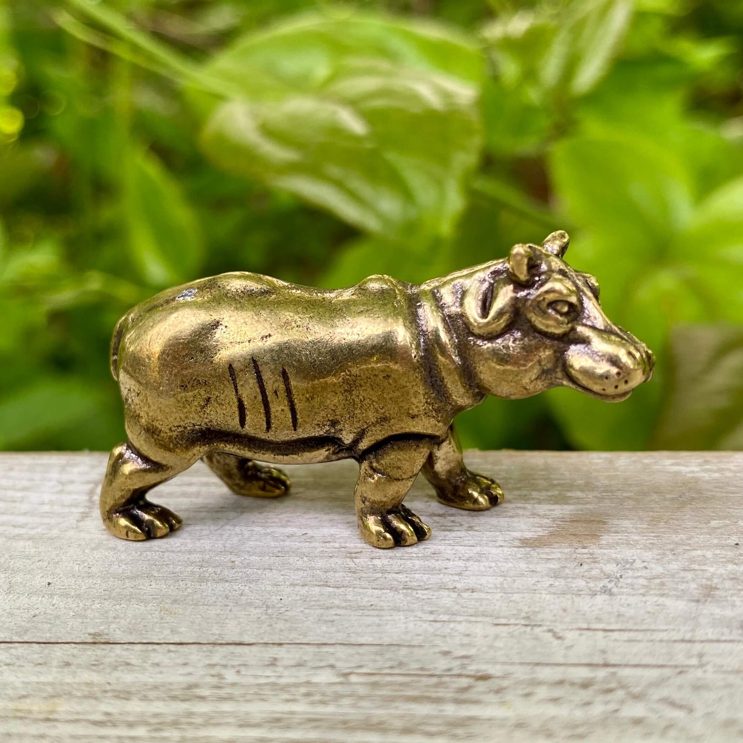 Solid Brass Hippo / Hippopotamus - Symbol of Grounding, Protection & Strength