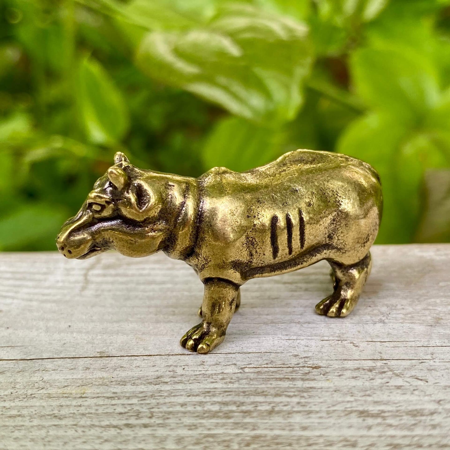 Solid Brass Hippo / Hippopotamus - Symbol of Grounding, Protection & Strength