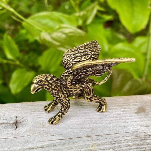 Solid Brass Griffin Mythical Guardian - Symbol of Fearless Leadership & Courage - A60