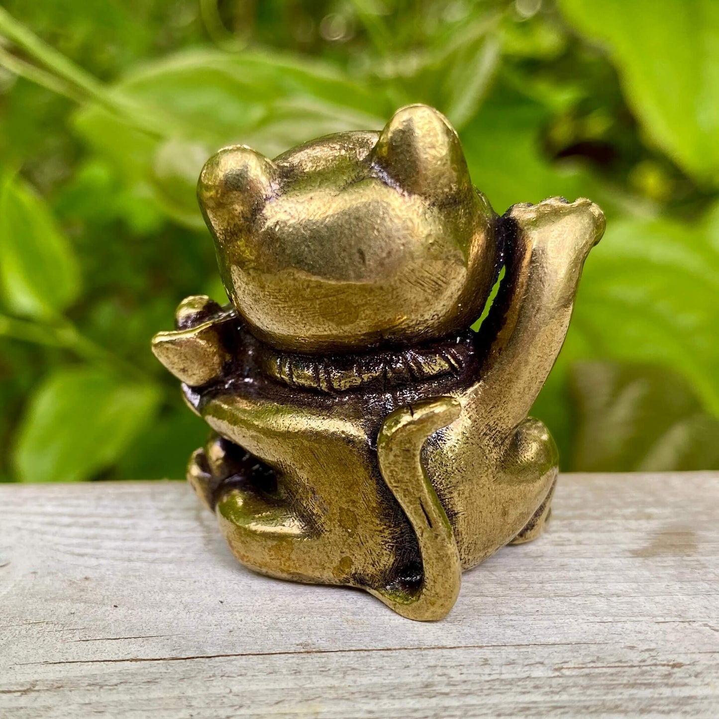 Solid Brass Lucky Cat with Paw up - Symbol of Good Luck, Prosperity & Positivity