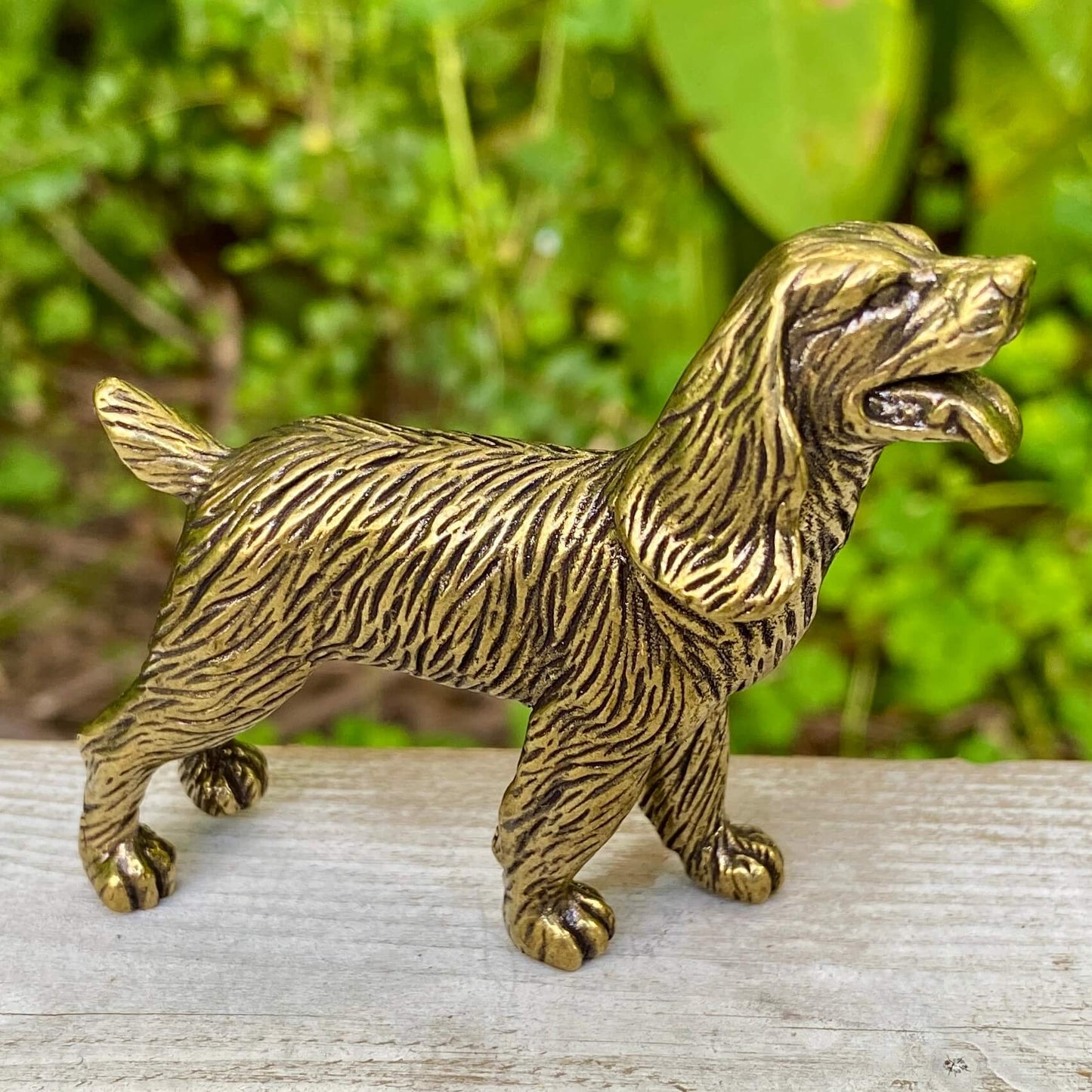 Solid brass cocker spaniel figurine by Wild Brass, symbolizing gentleness, devotion, and affection, with detailed craftsmanship.