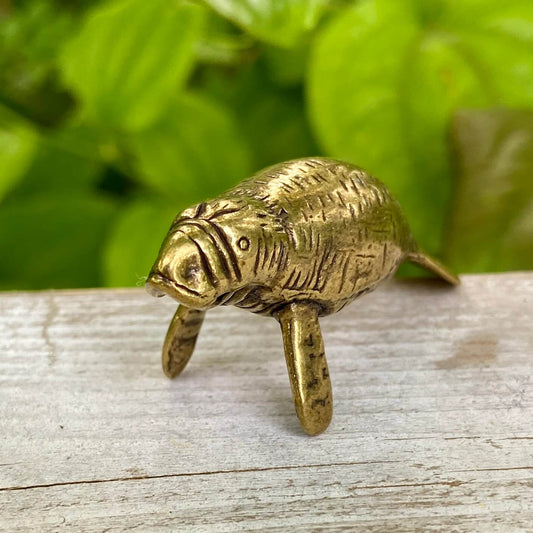 Solid Brass Manatee - Symbol of Peace, Gentleness & Calm - A50