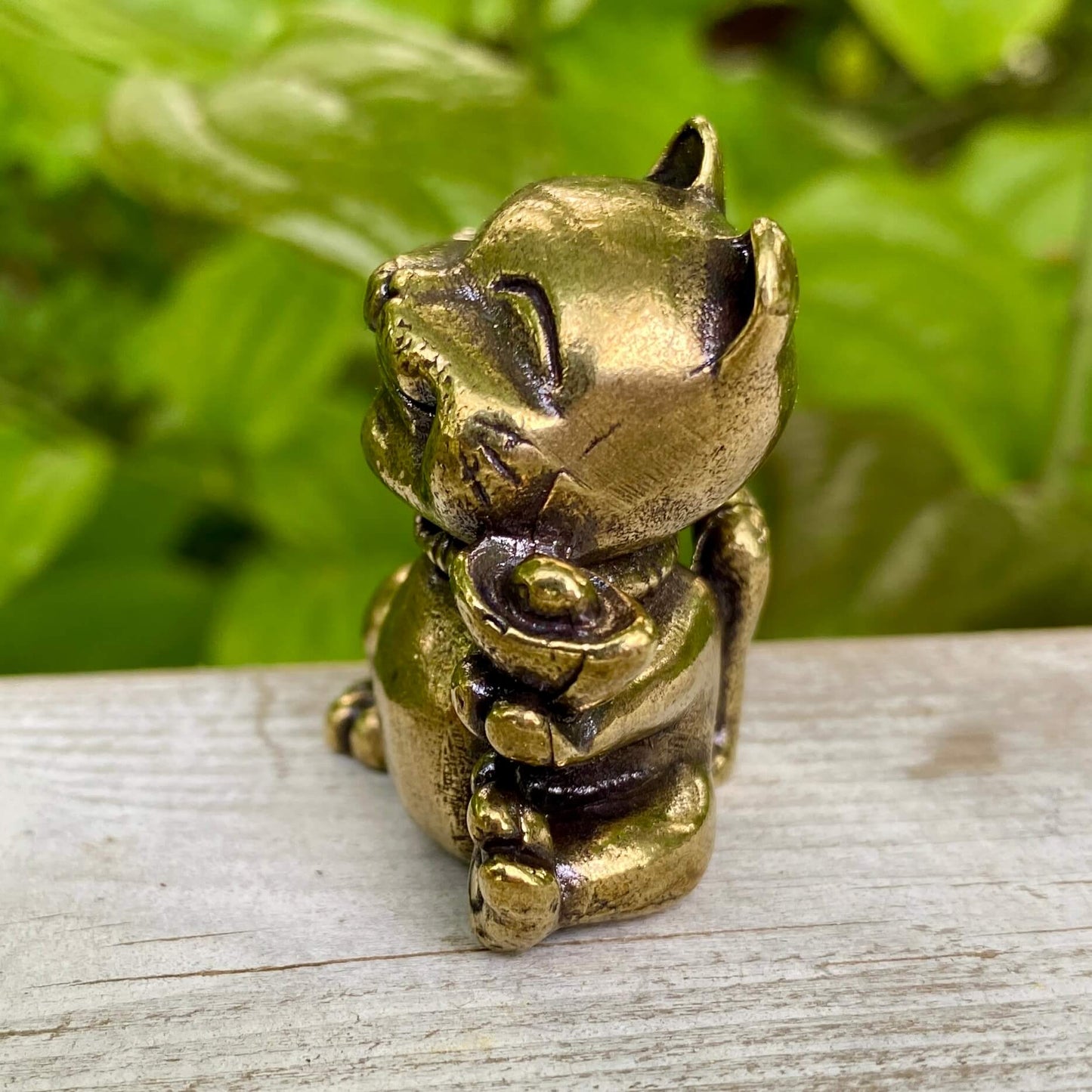 Solid Brass Lucky Cat with Paw up - Symbol of Good Luck, Prosperity & Positivity