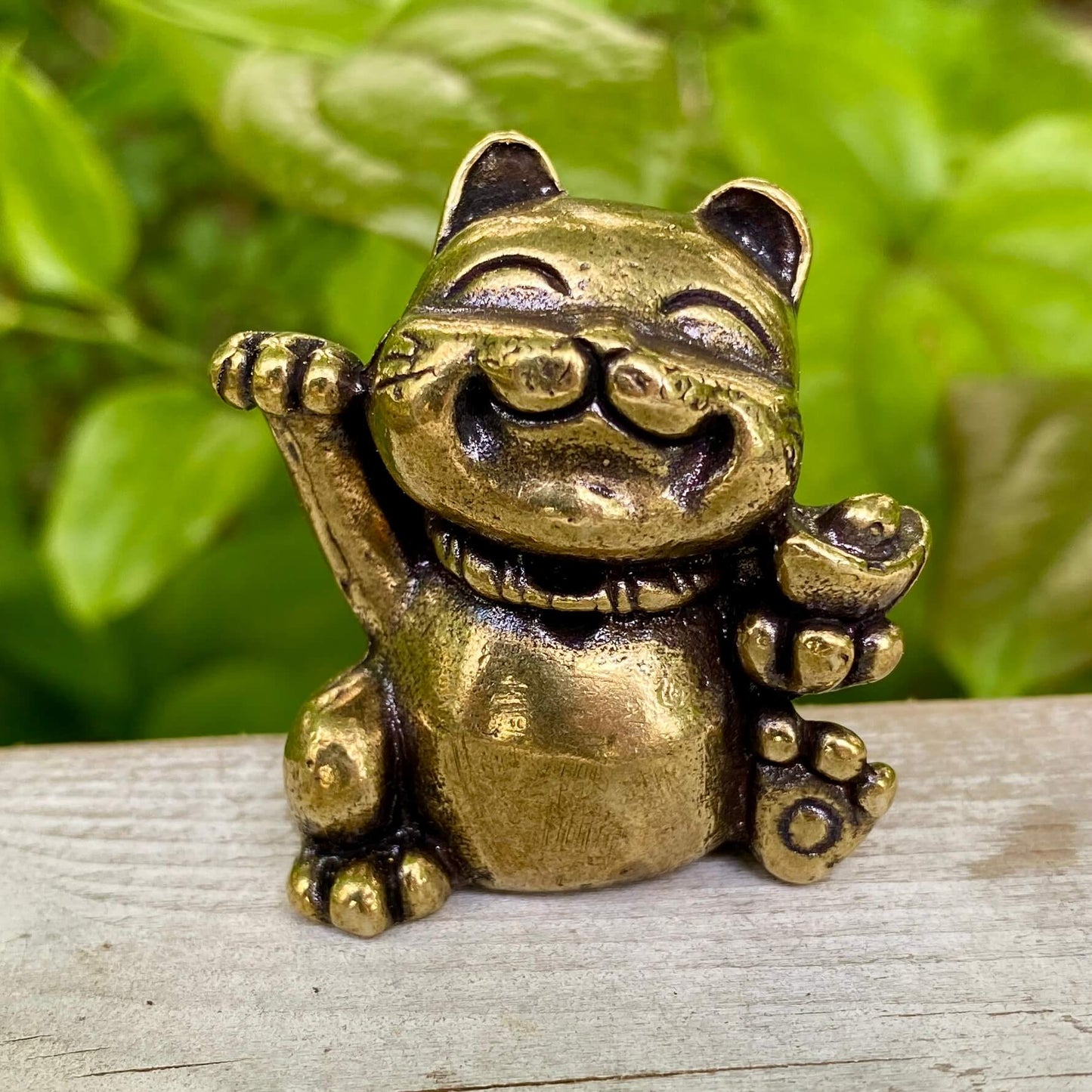 Solid Brass Lucky Cat with Paw up - Symbol of Good Luck, Prosperity & Positivity