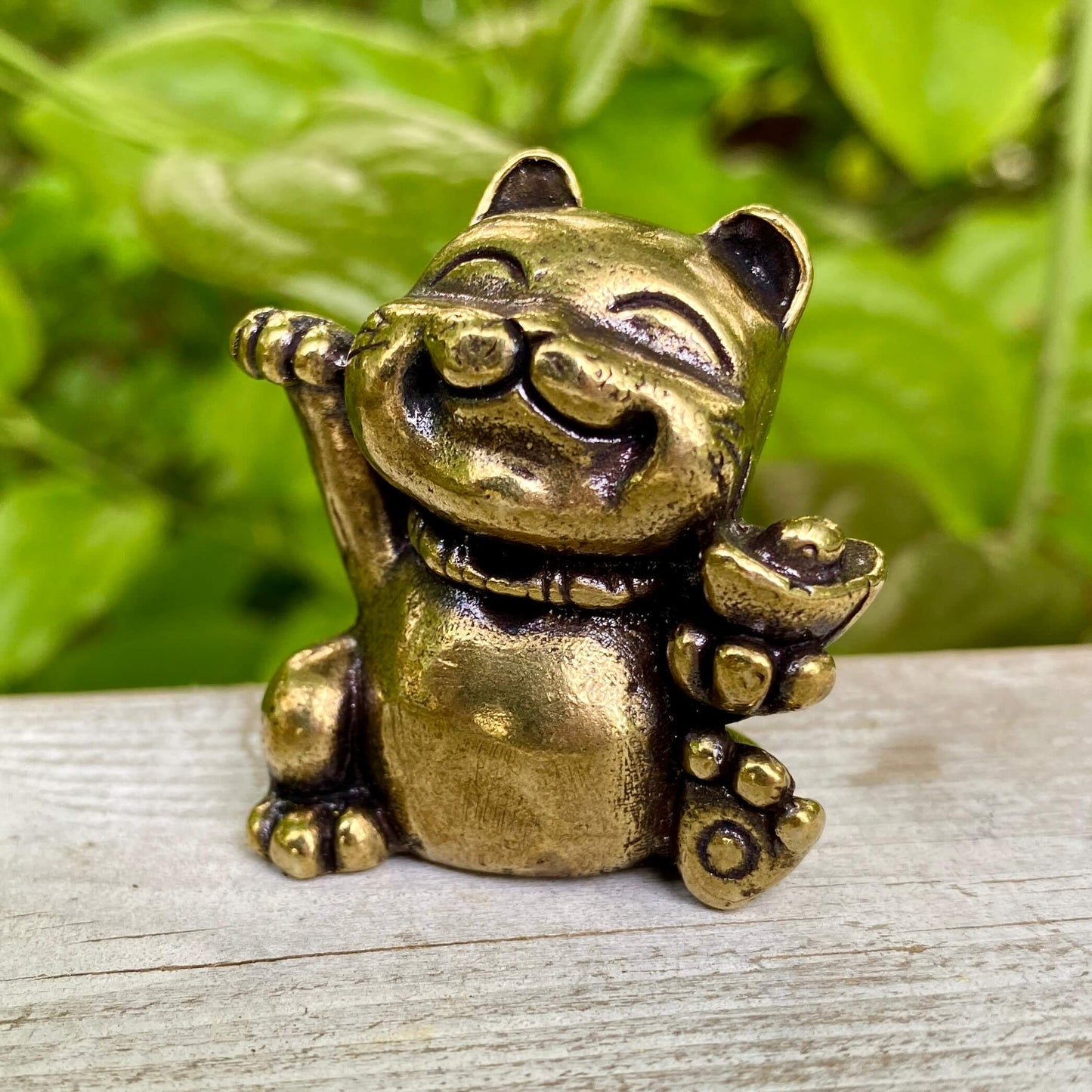 Solid Brass Lucky Cat with Paw up - Symbol of Good Luck, Prosperity & Positivity